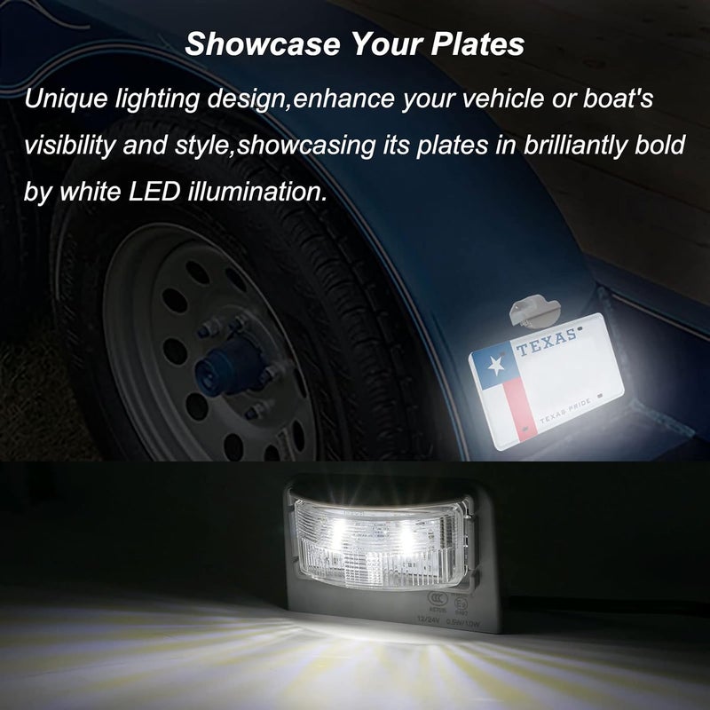 DUTUO LED License Plate Light for Trailer RVs Trucks Boat UTV ATV Lorry 12V 24V White Number Plate Lamp Trailer Light Waterproof License Tag Lights - Image 2